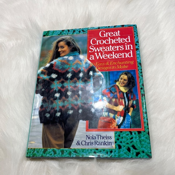 Vintage 90s Great Crocheted Sweaters in a Weekend Hardcover Book - Picture 2 of 7